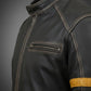 M027 Biker Support Distressed Café Racer Men Black Retro Leather Jacket with protectors
