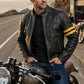 M027 Biker Support Distressed Café Racer Men Black Retro Leather Jacket with protectors