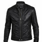 Black leather jacket on a white background