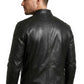 Man wearing a black leather jacket on a white background