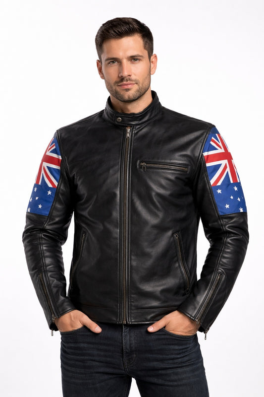 M031 New Australian Flag New Men's Cafe Racer Jacket 2020