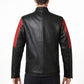 M032 Men's Genuine Leather Cafe Racer Brown France Flag Jacket