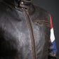 M033 HoL Brand Dutch Netherlands Flag Brown Genuine Leather Jacket For Men's