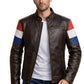 M033 HoL Brand Dutch Netherlands Flag Brown Genuine Leather Jacket For Men's
