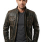 New M036 Multi Zipper Distressed Casual Wear Biker  Men's Jacket