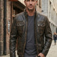 New M036 Multi Zipper Distressed Casual Wear Biker  Men's Jacket