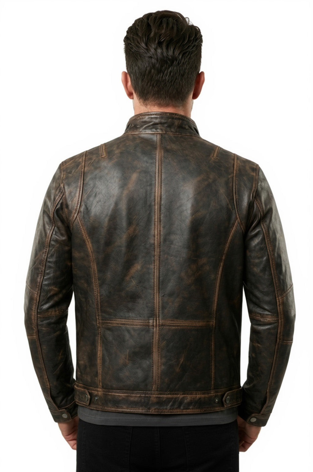 New M036 Multi Zipper Distressed Casual Wear Biker  Men's Jacket