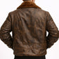 M037 Aviator A-2 Real Bomber Flight Jacket Distressed Brown Men's Leather Jacket