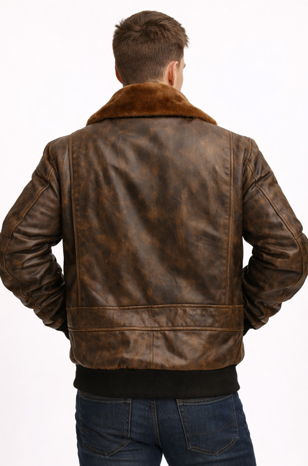 M037 Aviator A-2 Real Bomber Flight Jacket Distressed Brown Men's Leather Jacket