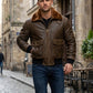 M037 Aviator A-2 Real Bomber Flight Jacket Distressed Brown Men's Leather Jacket