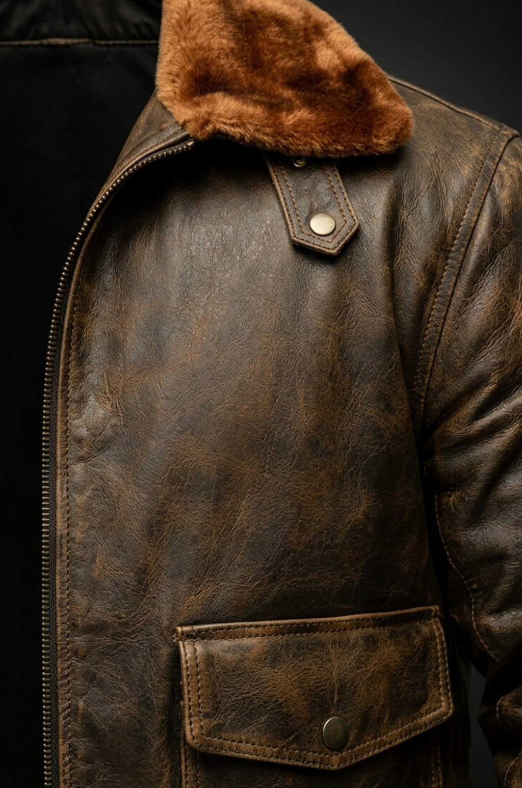 M037 Aviator A-2 Real Bomber Flight Jacket Distressed Brown Men's Leather Jacket