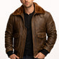 M037 Aviator A-2 Real Bomber Flight Jacket Distressed Brown Men's Leather Jacket