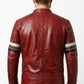 M038 Red Bomber Biker Real Leather Men's Stylish Motorcycle Jacket