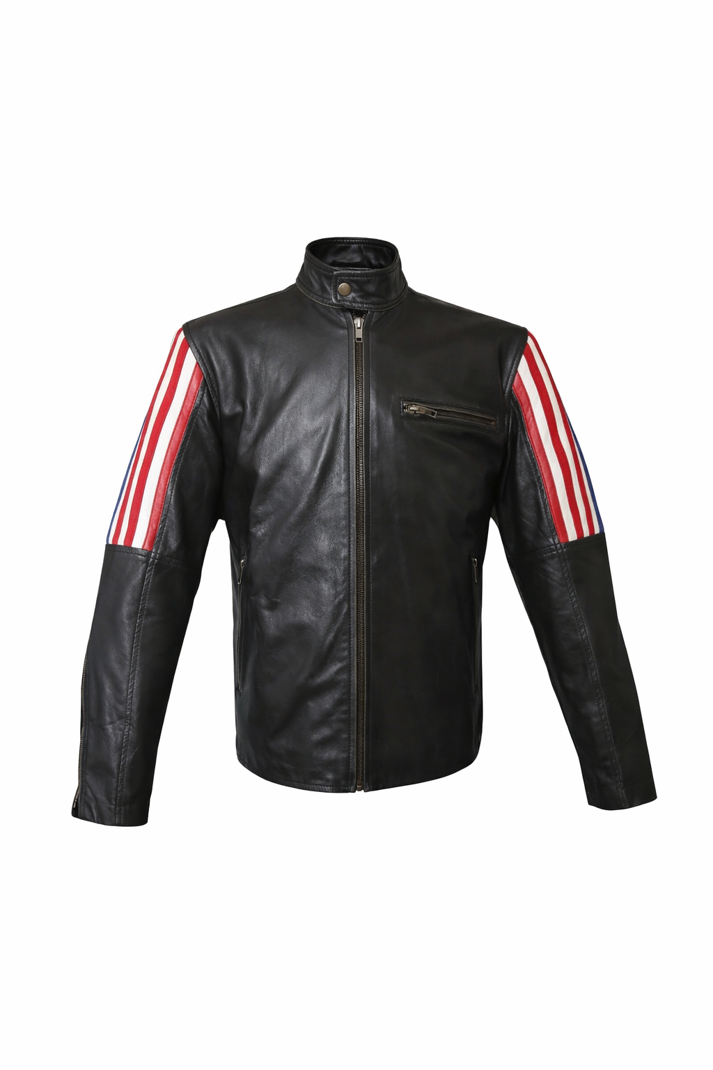 M039 New Style 2019 Racer US Flag Men's Leather Jacket