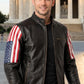 M039 New Style 2019 Racer US Flag Men's Leather Jacket