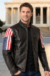 M039 New Style 2019 Racer US Flag Men's Leather Jacket