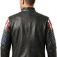M039 New Style 2019 Racer US Flag Men's Leather Jacket