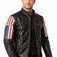 M039 New Style 2019 Racer US Flag Men's Leather Jacket