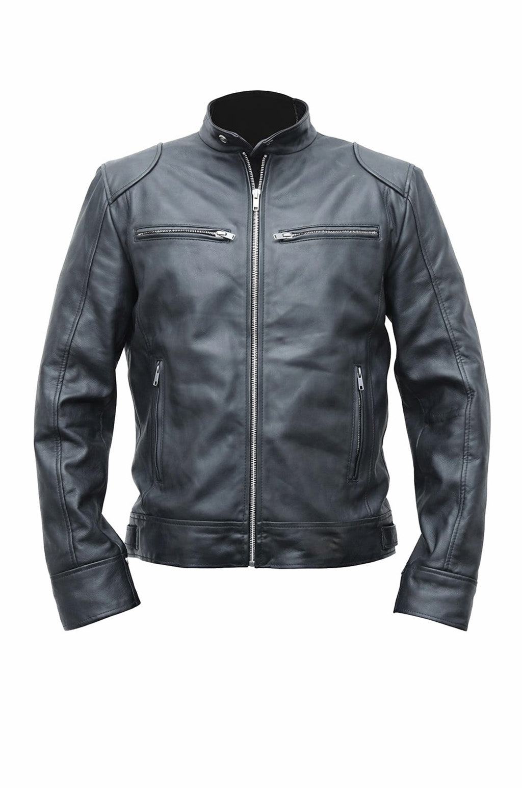 Cafe Racer Retro M042 Men's Black Real Leather Jacket 2020
