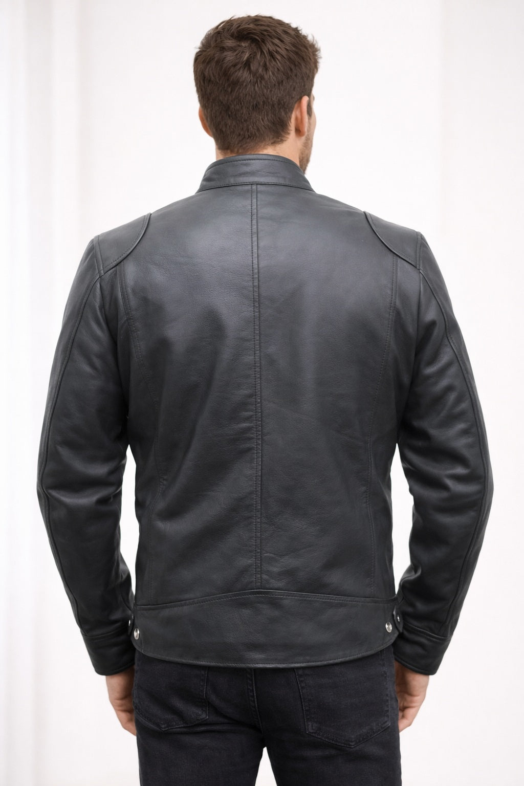 Cafe Racer Retro M042 Men's Black Real Leather Jacket 2020