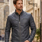 Cafe Racer Retro M042 Men's Black Real Leather Jacket 2020