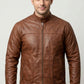 M043 Wax Men's Vintage Style Retro Brown Distressed CowHide Leather Jacket
