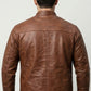 M043 Wax Men's Vintage Style Retro Brown Distressed CowHide Leather Jacket