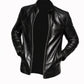 M046 Cafe Racer Genuine Leather Men's Biker Jacket Black Motorcycle Coat