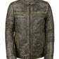 M048 Vintage Style Motorcycle Distressed Wax Biker Racer Jacket