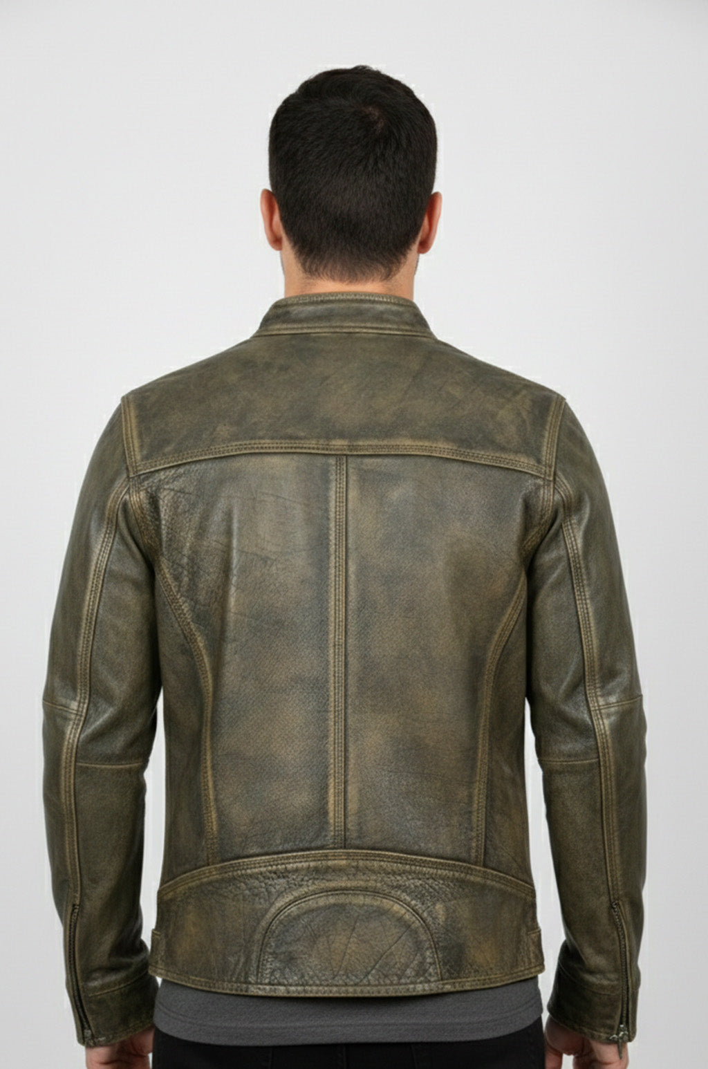 M048 Vintage Style Motorcycle Distressed Wax Biker Racer Jacket