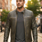 M048 Vintage Style Motorcycle Distressed Wax Biker Racer Jacket