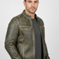 M048 Vintage Style Motorcycle Distressed Wax Biker Racer Jacket