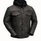 M050 Biker Black Hood Motorcycle Coat Latest Men's Real Leather Jacket