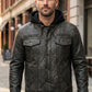 M050 Biker Black Hood Motorcycle Coat Latest Men's Real Leather Jacket