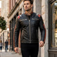 M053 Cafe Racer Retro 3 Vintage Distressed Motorcycle Black Jacket