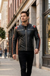 M053 Cafe Racer Retro 3 Vintage Distressed Motorcycle Black Jacket