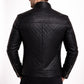 M068 Quilted Black Fashion Cafe Racer Real Leather Jacket For Men