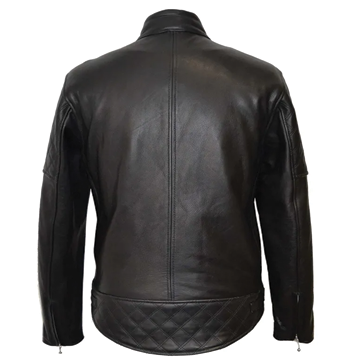 M071 Men Biker Real Leather Jacket Black - Cafe Racer Jacket