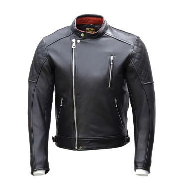 M071 Men Biker Real Leather Jacket Black - Cafe Racer Jacket