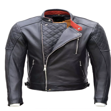 M071 Men Biker Real Leather Jacket Black - Cafe Racer Jacket