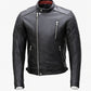 M071 Men Biker Real Leather Jacket Black - Cafe Racer Jacket