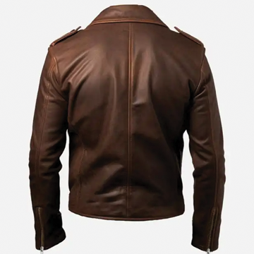 M072 Men Real Leather Biker Jacket Brown