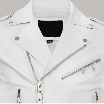 M073 Men Real Sheep Leather Jacket White