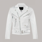 M073 New Mens Real Classic Leather Cross Zipper Jacket