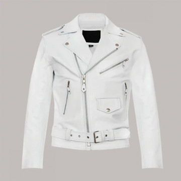 M073 New Mens Real Classic Leather Cross Zipper Jacket