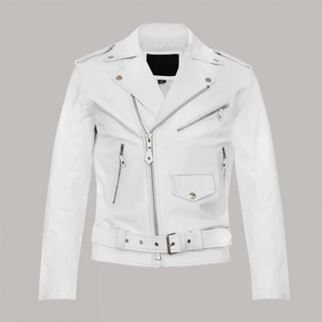 M073 Men Real Sheep Leather Jacket White