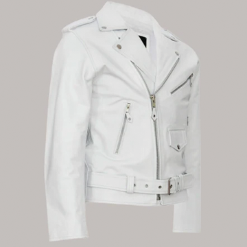 M073 Men Real Sheep Leather Jacket White