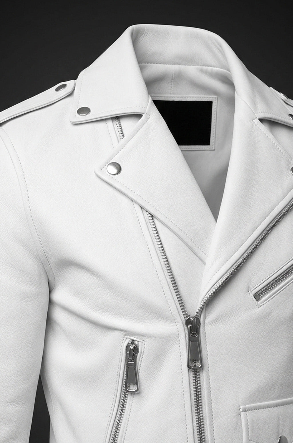 M073 New Mens Real Classic Leather Cross Zipper Jacket