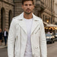 M073 New Mens Real Classic Leather Cross Zipper Jacket