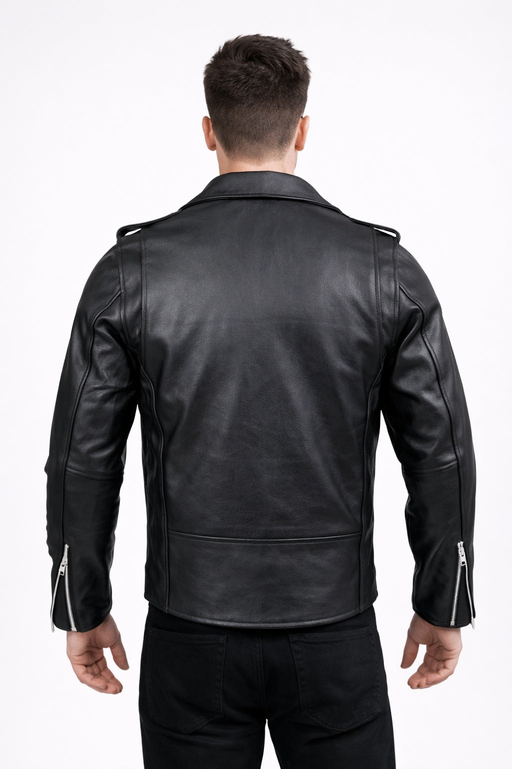 M075 Black Brando Real Leather Jacket